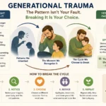 The image inherited trauma patterns in parenting and the steps to recognize, interrupt, and break the cycle.